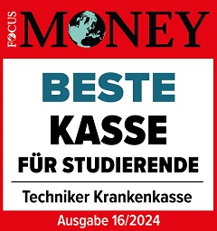 Prüfsiegel Focus Money - Beste Kasse für Studierende