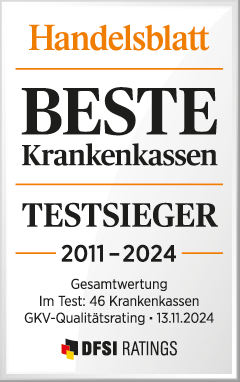 Prüfsiegel Handelsblatt - Testsieger GKV-Rating Beste Krankenkassen